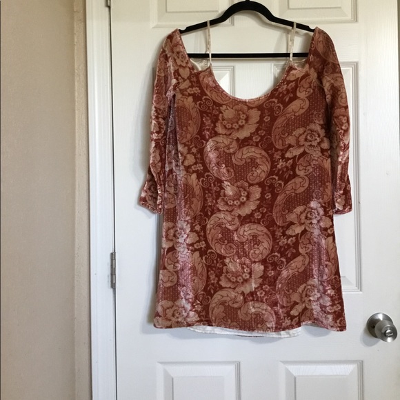 Chaser velvet vintage inspired tapestry mini orange dress size small - Picture 3 of 9